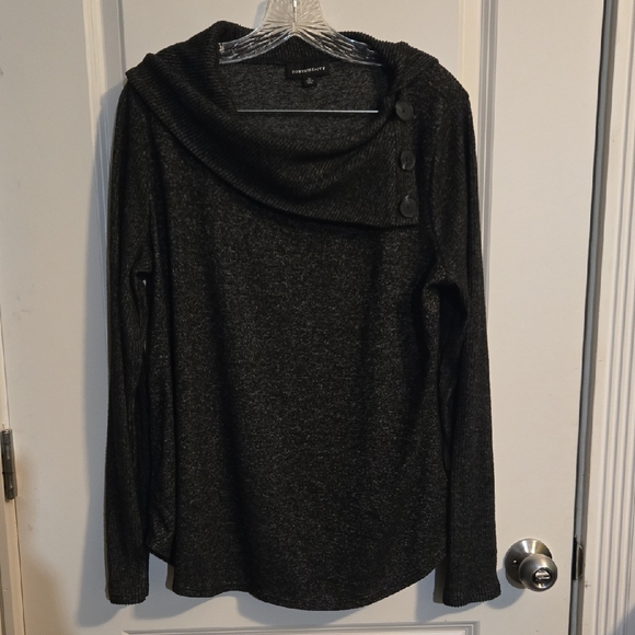 Fortune + Ivy Sweaters - Elegant Charcoal Cowl Neck Sweater